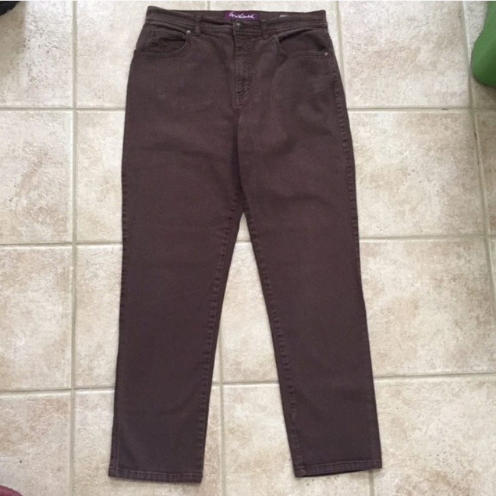 gloria vanderbilt brown straight leg jeans - women's size 14